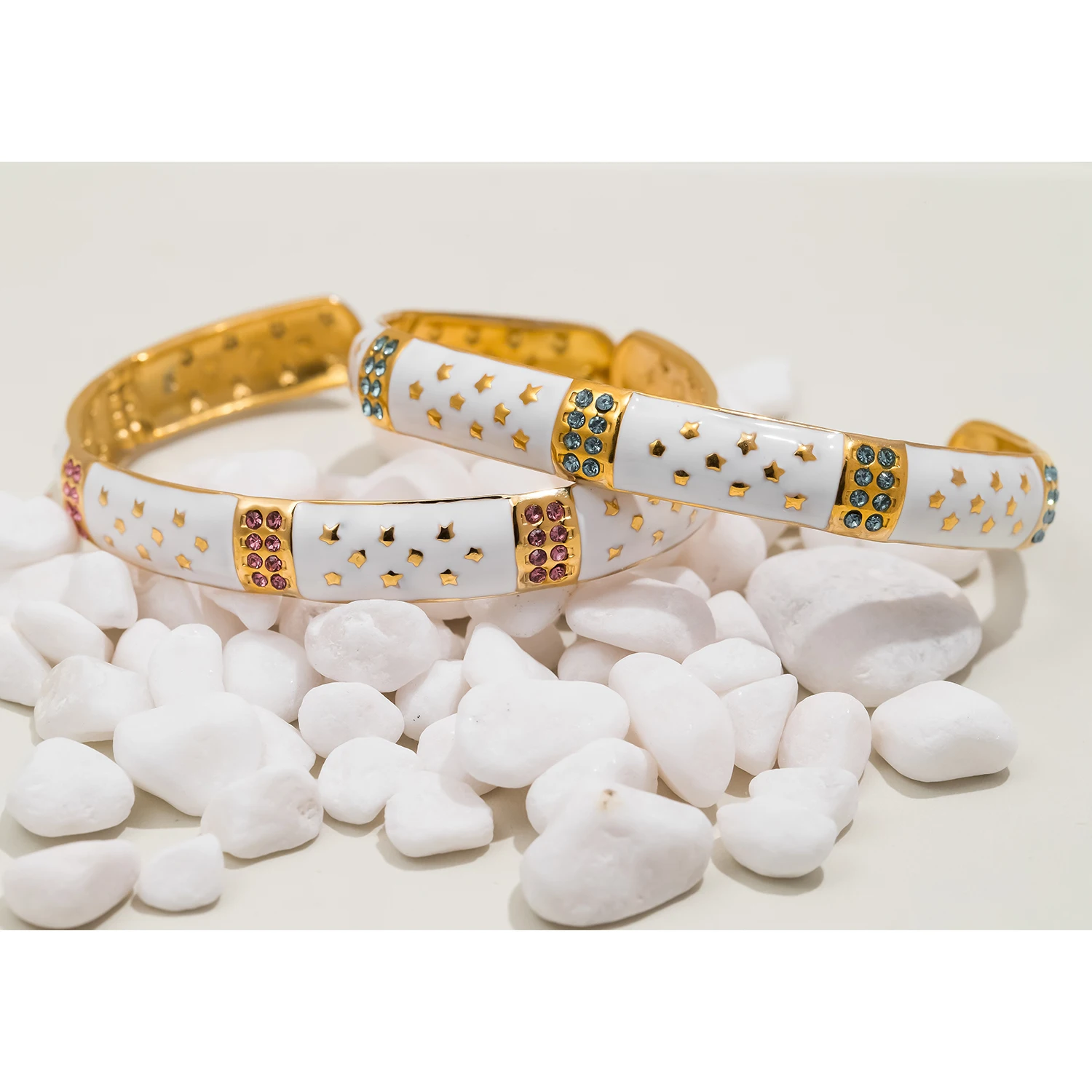 UHBINYCA Personalized Oil Drip Opening Adjustable Bracelet, Stainless Steel Plated 18K Gold Inlaid Zircon Bracelet 4
