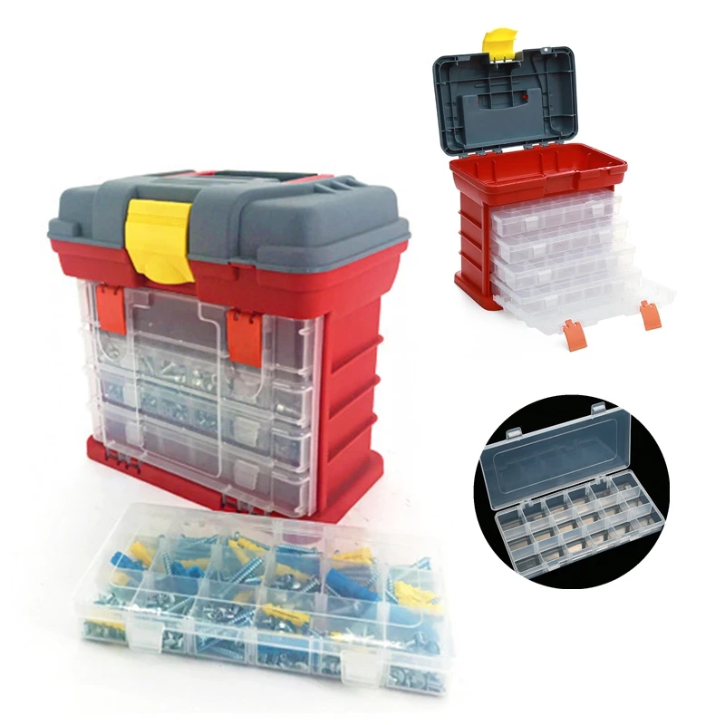 

Portable Parts Tool Box 4-layer Classification Tool Storage Box Hardware Tools Screws Organizer Fishing Tool Boxes Piece ToolBox
