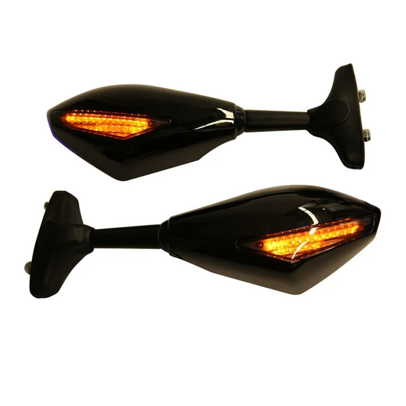 HOES-1Pair 오토바이 LED 백미러 라이트 Yamaha YZF R1 R6 FZ1 FZ6 600R R3 LED 반전 미러 액세서리