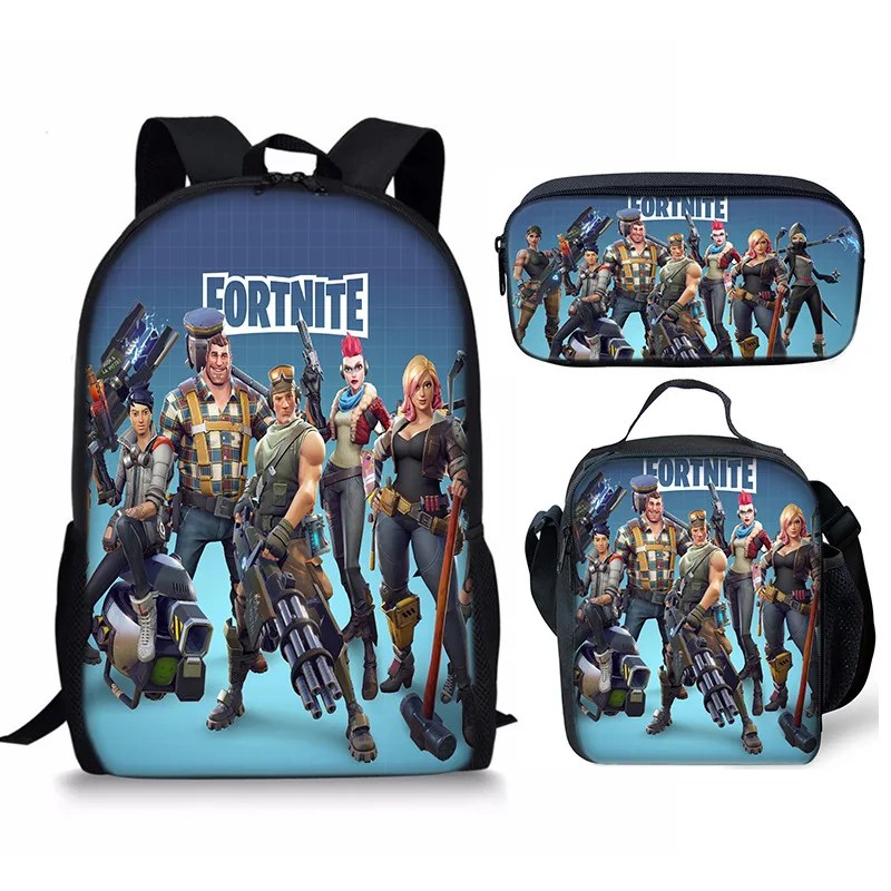 Zaino Fortnite 3 Pezzi Set Kid Child Schoolbag Pencilcase Cosplay Zainetto Cool Boys Girls Student Bag