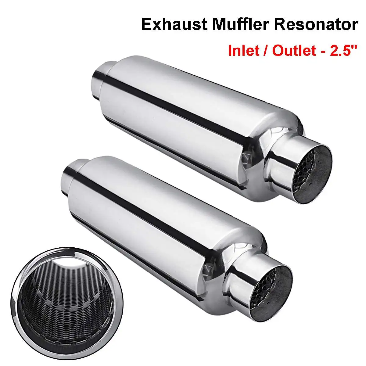 63mm25CarExhaustMufflerResonatorSilencerStainlessSteelMufflerTipExhaustTailTube