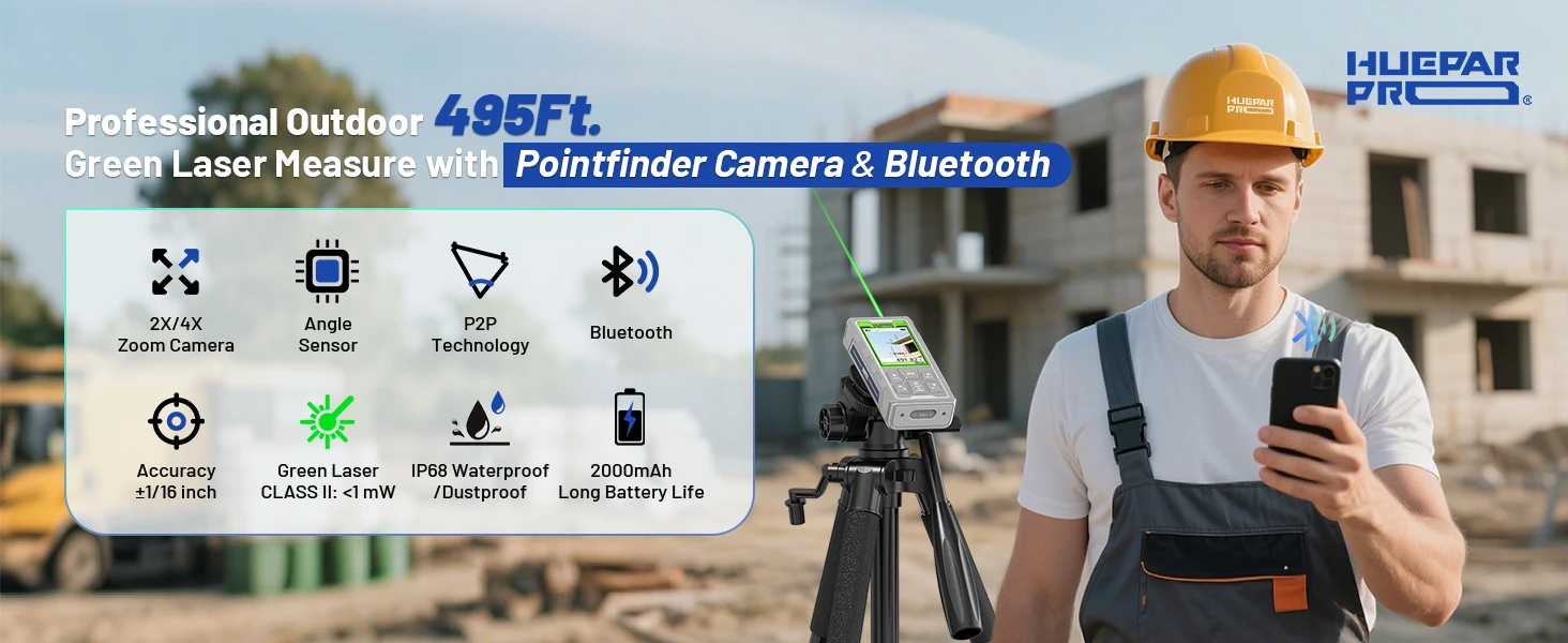 Pro SW-150GQ Laser Measuring Tool 495Ft Outdoor Laser Measure tool with Camera &