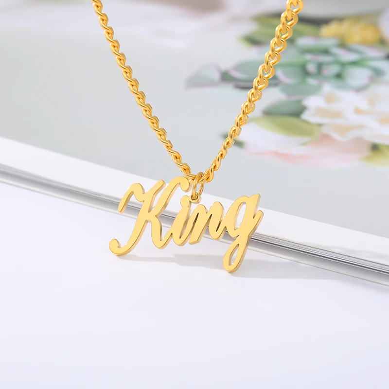 

Customized Name Necklaces Pendants Stainless Steel Jewelry Cuban Chain Personalized Nameplate Choker Handmade Gifts