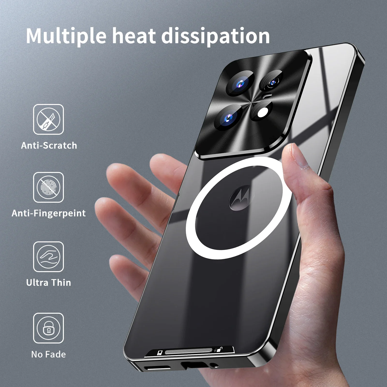 Case For MOTO Edge 50 Pro  Aluminum Alloy Frame Magnetic Glass Back Cover for MOTO Edge 50Pro Shockproof Bumper Funda 2