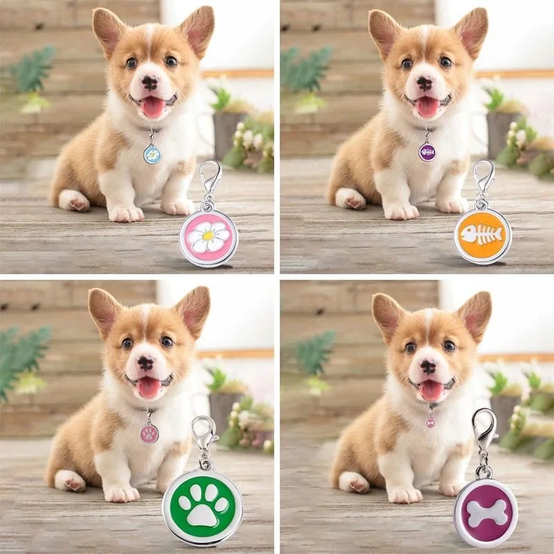 개 고양이 맞춤형 ID 태그, 중형 소형 번식, 여러 색상 조각, 절묘한 금속 명판, 분실 방지 애완 동물 액세서리