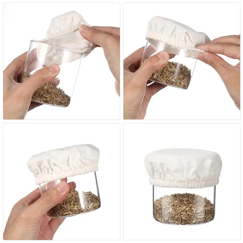 5 Pcs Cloth Covers Sourdough Starter Fabric Lid Stretchy Fermenting Sourdough Starter Cloth Jar Covers