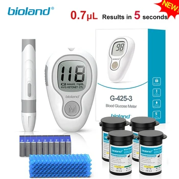 bioland G-425-3 Blood Glucose Meter Glucometer Full Set Medical Diabetes Blood Sugar Monitor Complete Kit Glucose Test Strips