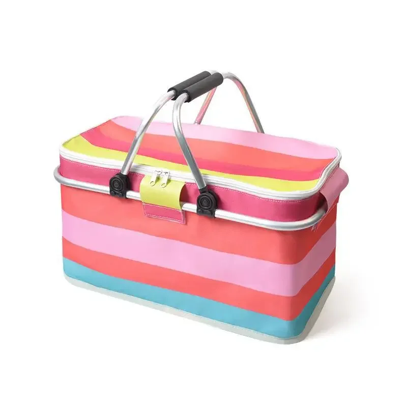 쿨러백 스테인레스 스틸으로 만든 휴대용 야외 캠핑 조리도구 세트, 군용 팬 포크와 스푼에서 수정 삽입 11 접이식 피크닉 캠핑 런치 백, 단열 쿨러 백, 쿨 햄퍼 보관 바구니 가방, 야외 휴대용 피크닉 바구니