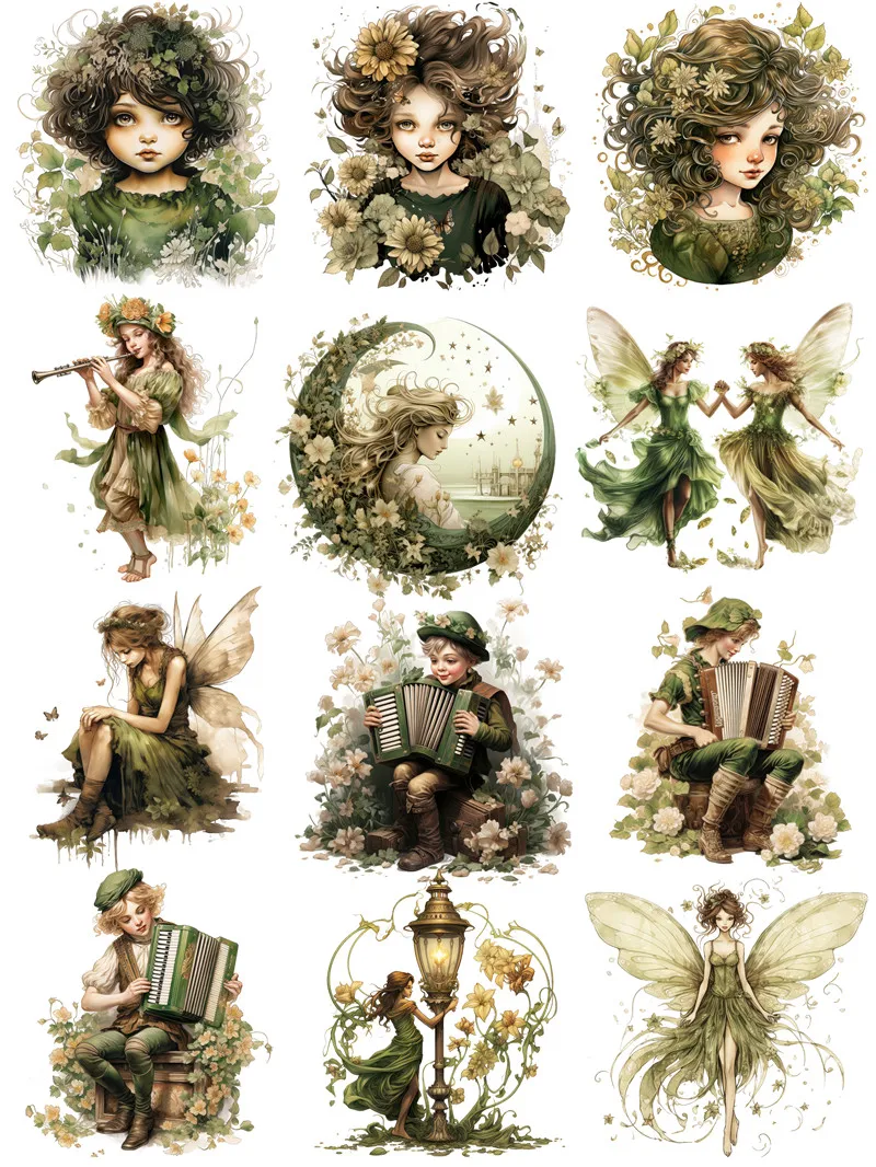 숲 엘프 스티커 공예 및 스크랩북 스티커, 어린이 장난감 책 장식 스티커, DIY 문구