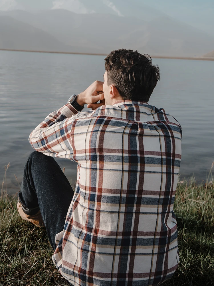 Denim Shirt SIMWOOD High Standard Series Autumn 280gsm Flannel Fabric Plaid Shirts Oversize Check