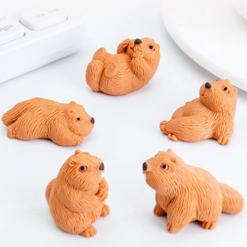 Simulation Marmot Resin Crafts Car Desktop Decoration Mini Animal Ornament Cute Gift for Home Office Decor