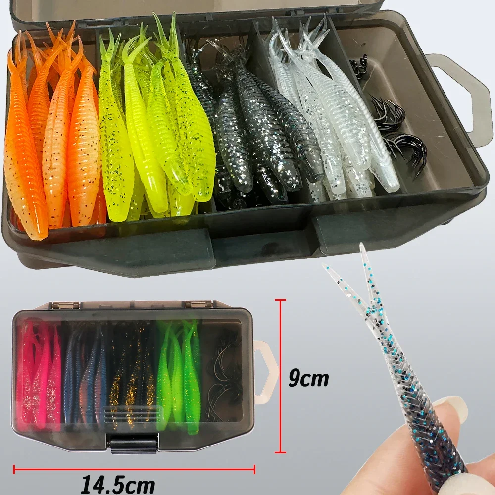 Softlure Angelköder Set Mit Offset Haken Und Angelbox_voghion.com