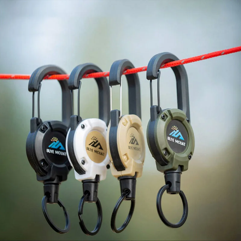 Retractable Buckle Keychain Multi-Functional for Outdoor Camping Hiking Anti-theft Retractable Wire Rope