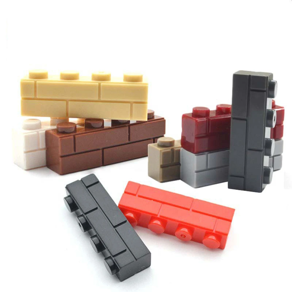 Building Blocks Toys 30pcs Wall Striped Bricks MOC 1x4 Palace Castle Creative Figures Military House Wall Transparency Parts