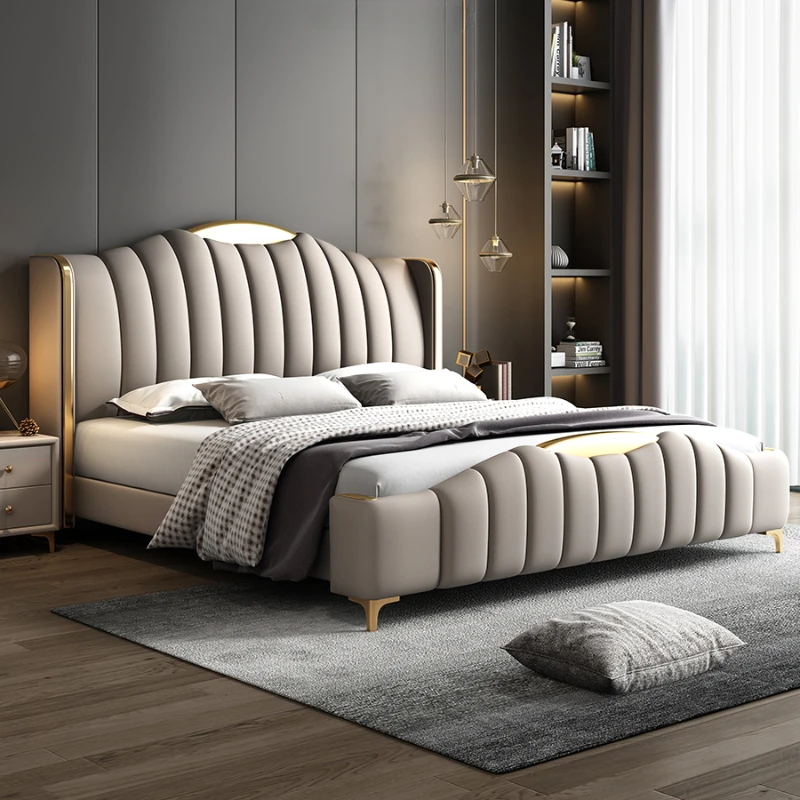 

Modern Luxury Double Bed King Size Italian Comferter Bed Loft Leather Camas De Dormitorio Bedroom Set Furniture