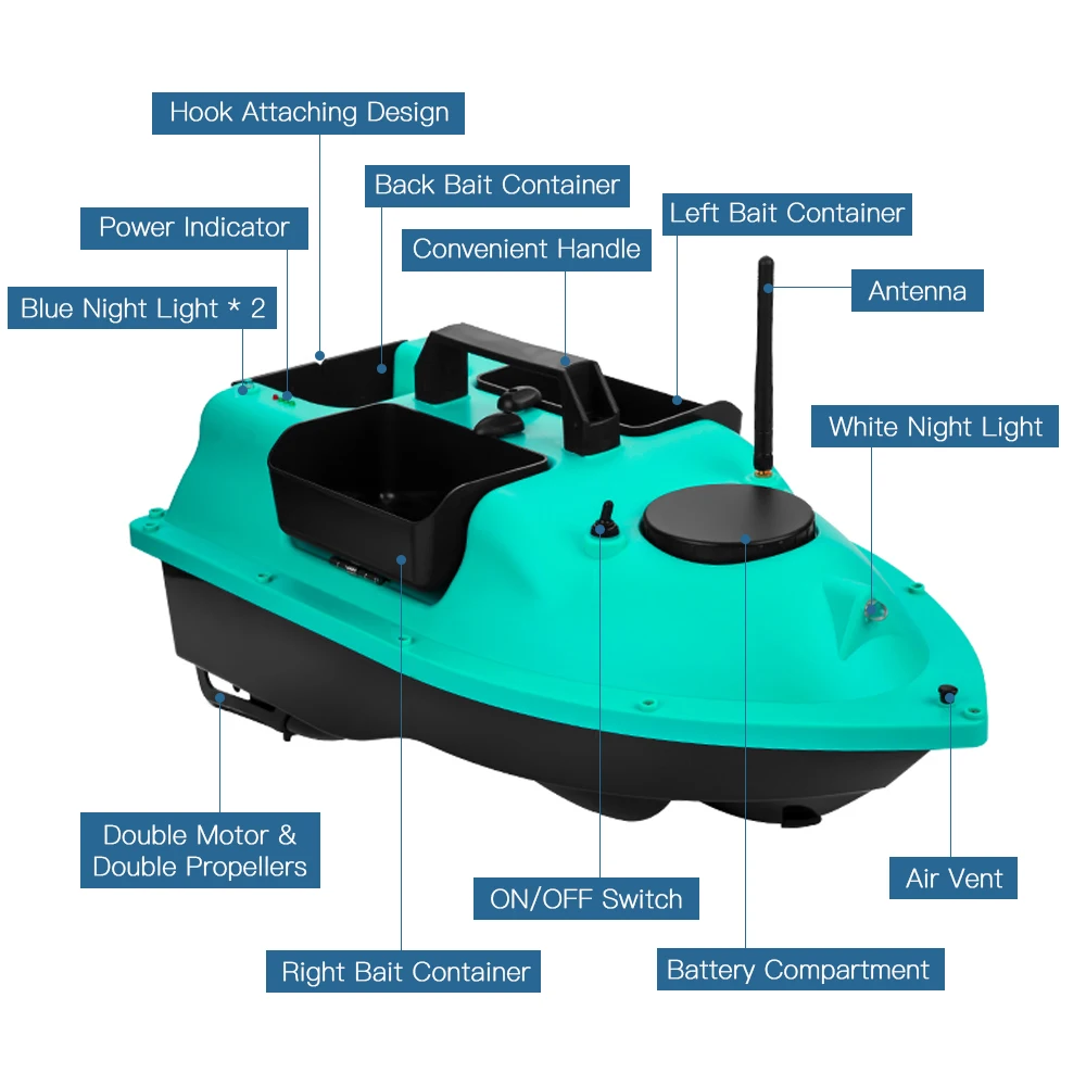 R18 GPS Wireless Fishing Bait Boat Remote Control Bait Boat with 16-points  GPS Positioning Function Automatic Return Function