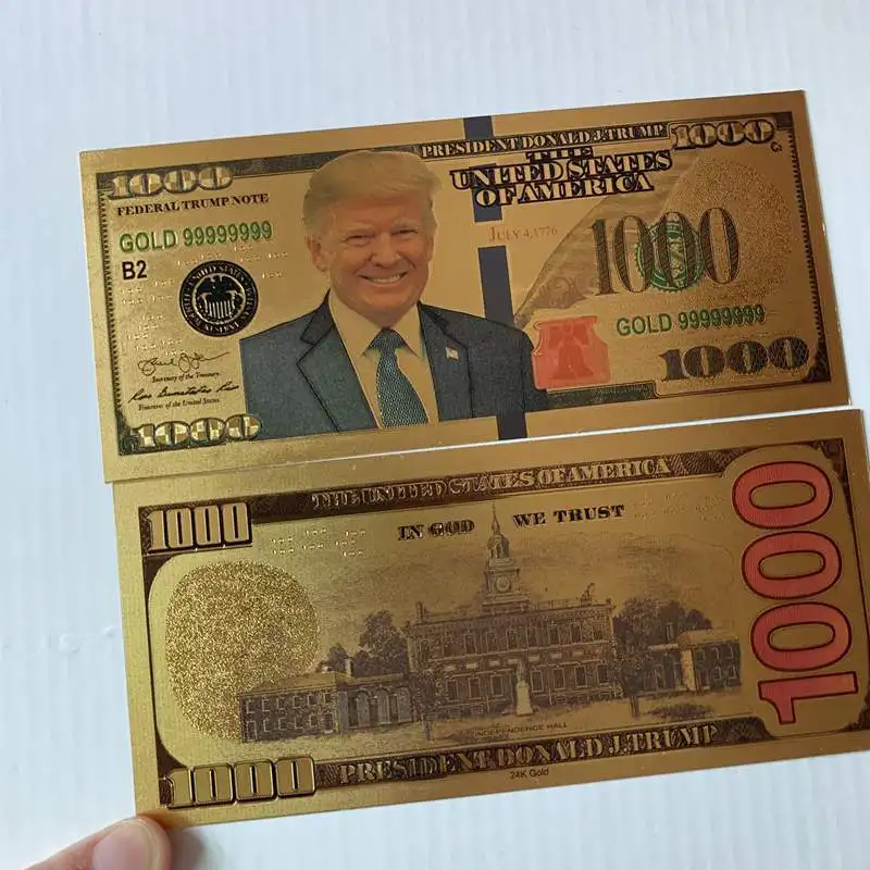 10 Pcs Us Donald Trump Commemorative Coin President Gold Banknote $1000 Set 
