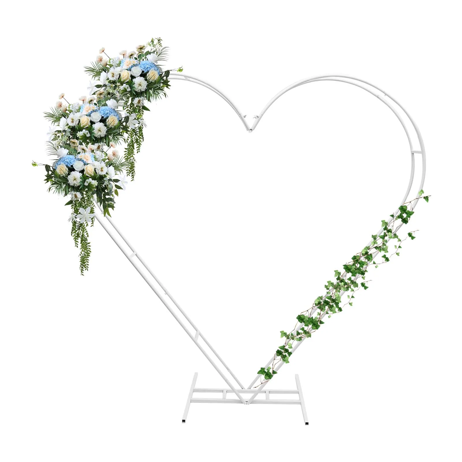 Heart Shaped Wedding Arch Rack Flower Stand Balloon Backdrop for Party Decoration 2.1M White