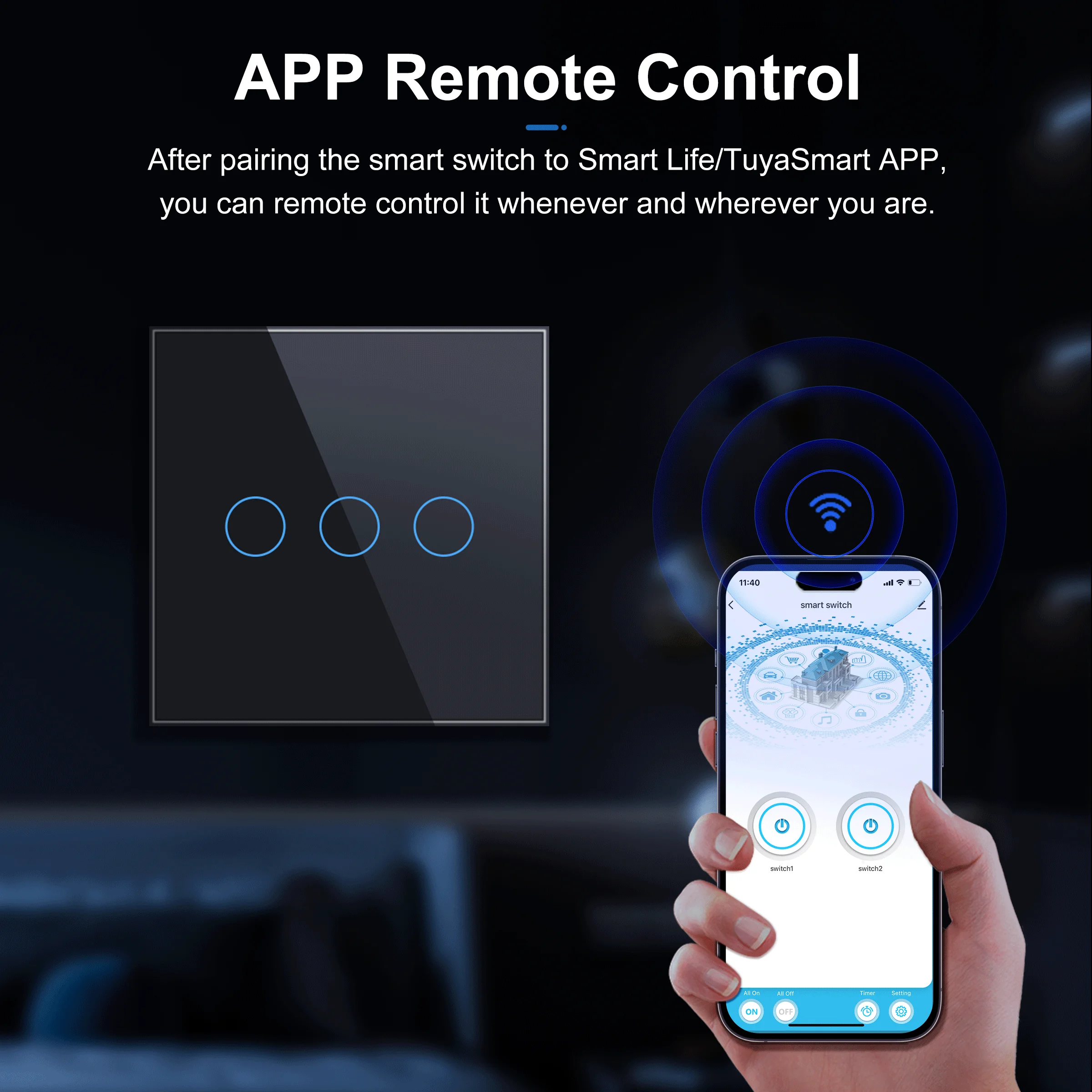 Smart WiFi Switch In-Wall Light Switch APP Remote Control Touch Panel Work  with  Alexa Google Home Timing 