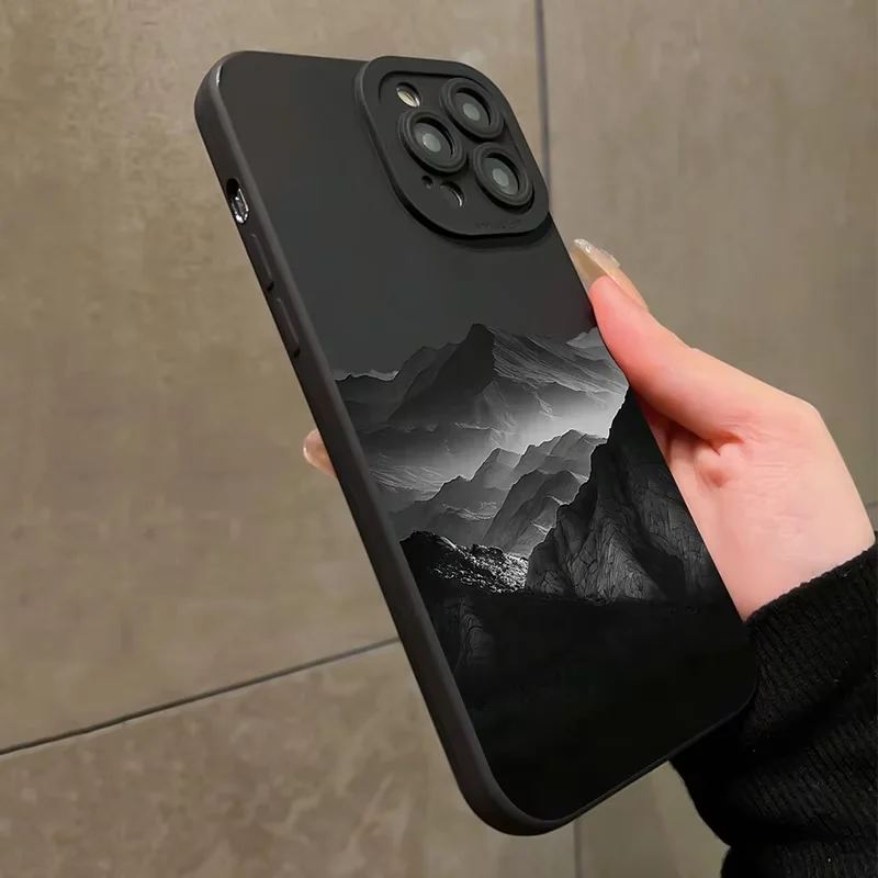 Sleek Black Mountain Phone Case with Innovative Design