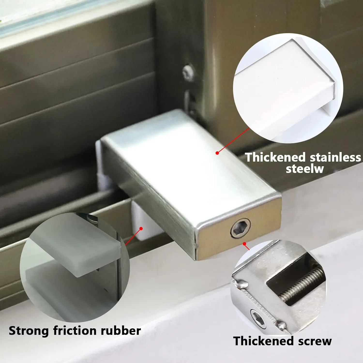 Window Locks Security Door Stopper Window Security Aluminum Sliding Lock with Key Baby Proof Adjustable Safety Anti Theft