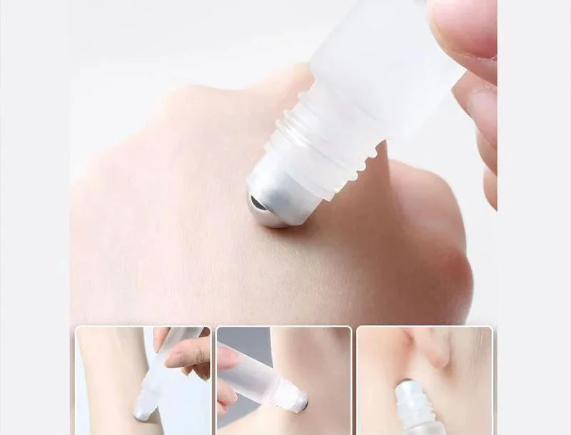 6 Roll On Vuoti Per Oli Essenziali - 10ml, Con Sfera In Acciaio, Bottiglia In Vetro Blu, Per Aromaterapia - Foto 3