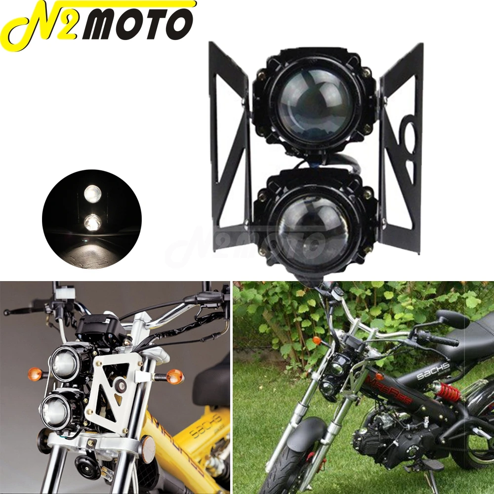 Moto 55W H3 Lampadine Twin Head Lihgt Hi/Lo Beam Faro Per Madass 50 125 500 Kikass 125 Street Bike Proiettore Faro