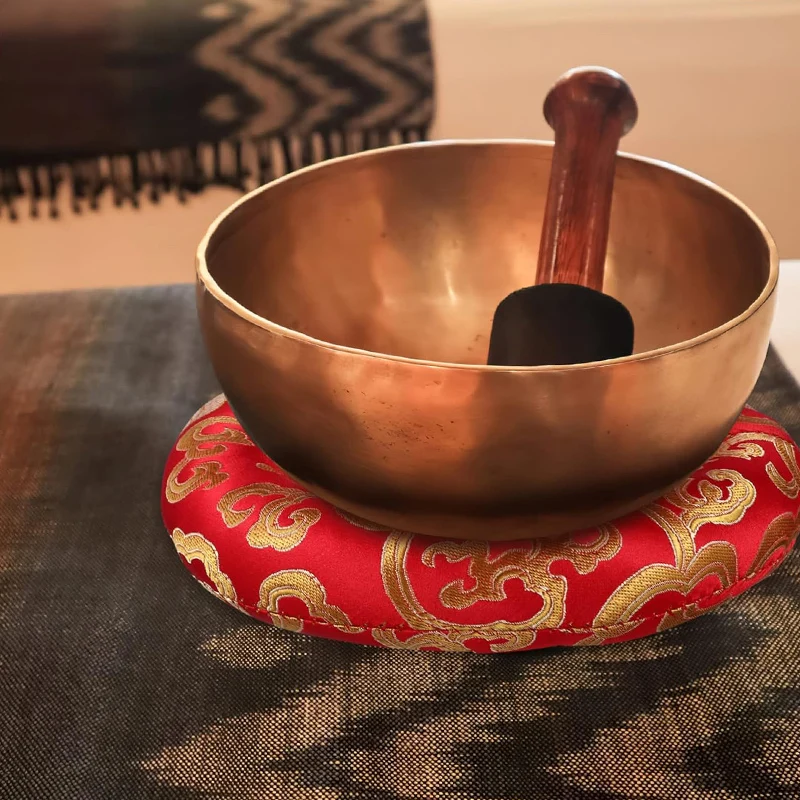 8-16cm Handmade Embroidered Music Bowl Sound Mat Tibetan Cushion Silk Pillow Round Pads Singing Bowls Decorative Base In Nepal music bowl cushion