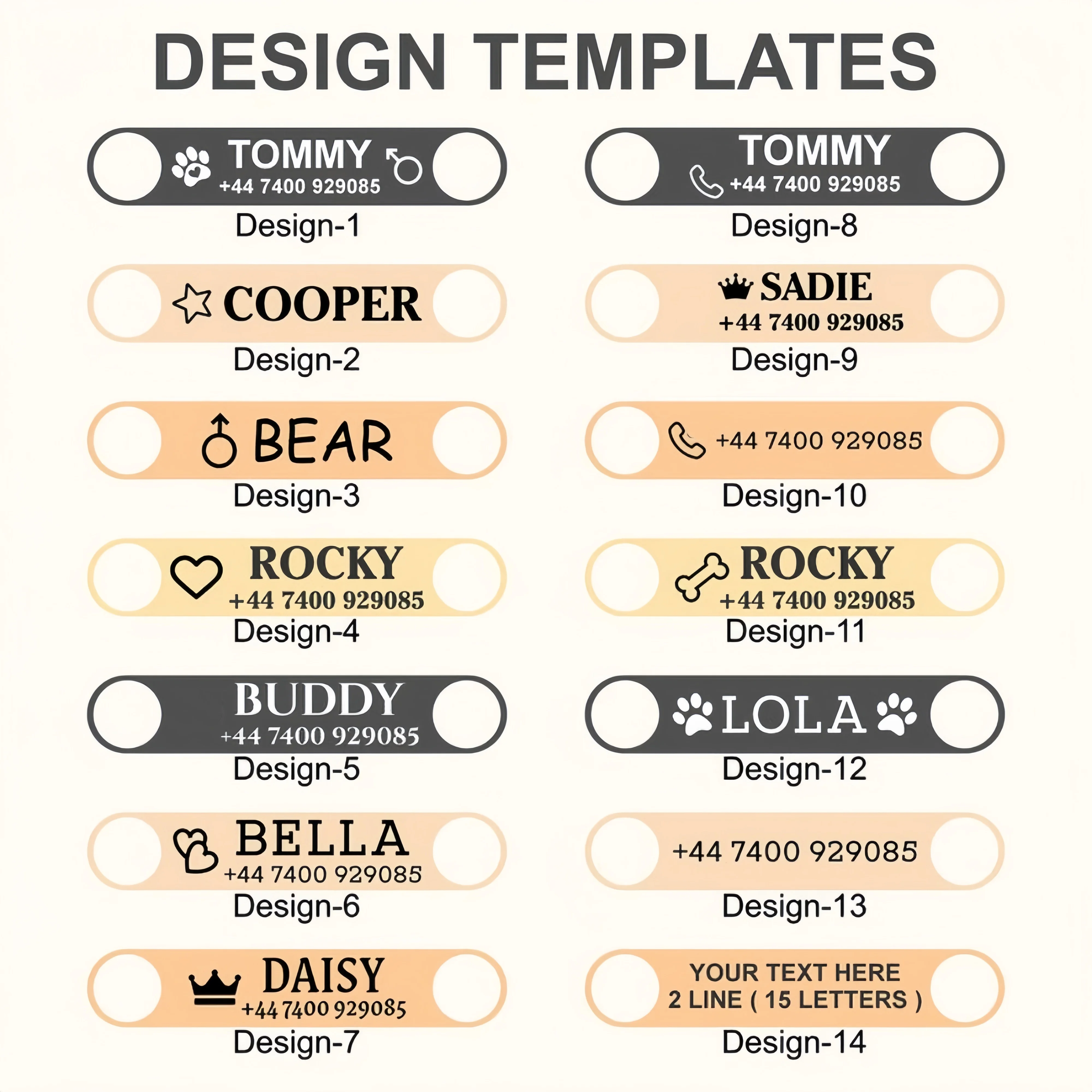 Custom Engraved PU Leather Dog Collar 2