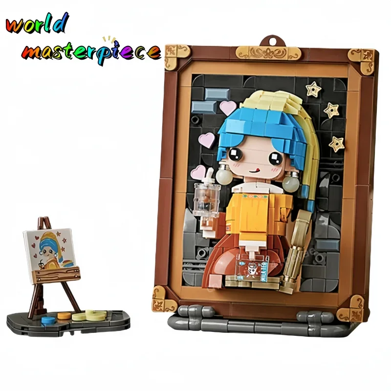 

Loz world cute picture famous painting building blocks stereograph small particles Mona Lisa girl wearing pearl earrings