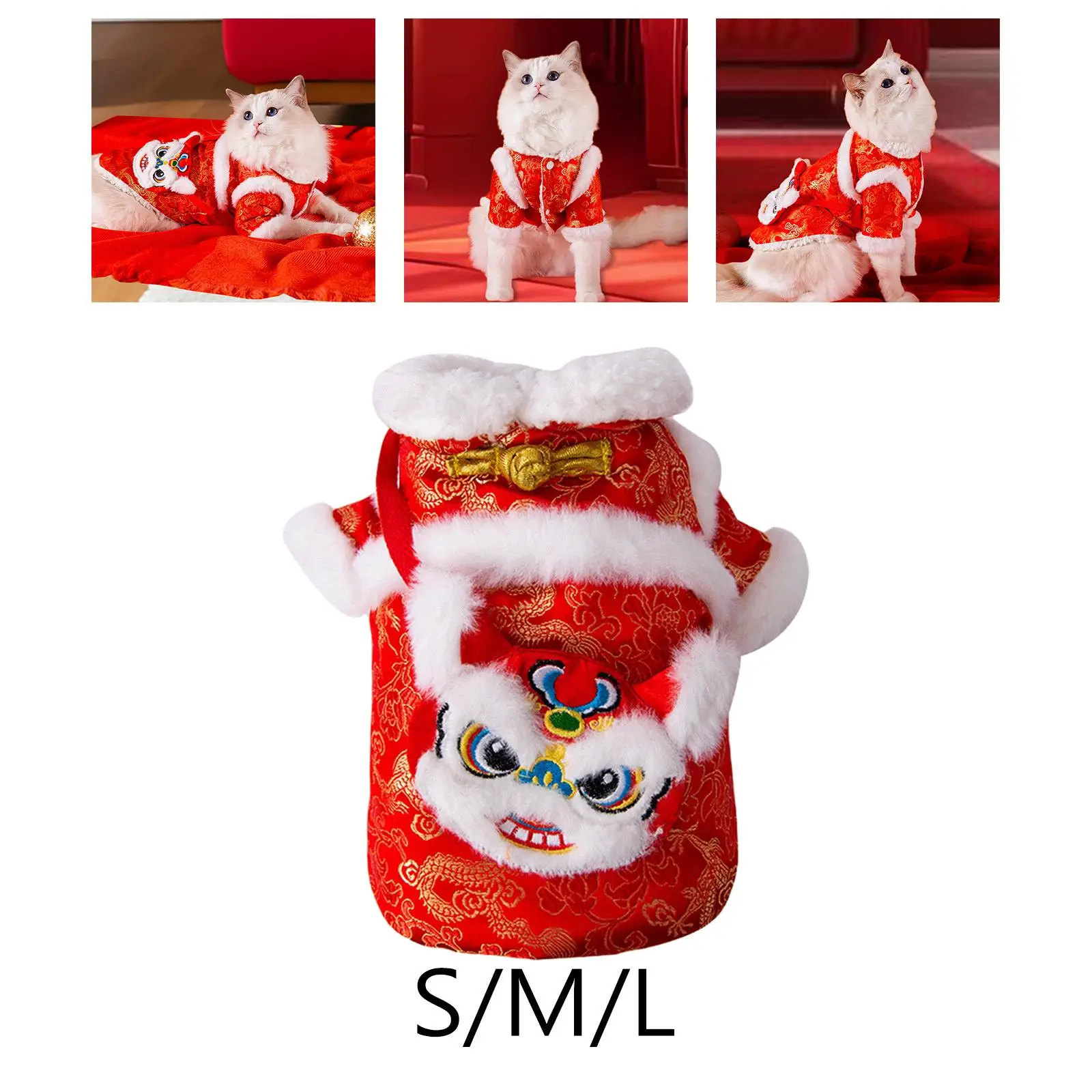 New Year Cat Costume Dance Lion Pet Clothing Cute Dog Vest Pet Clothes for Dogs