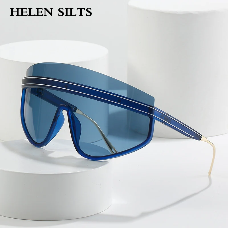 Mode Schild Ein Stück Sonnenbrille Frauen Männer Übergroße Outdoor Brille Sonnenbrille Männer Punk Halb Rahmen Winddicht Brillen UV400