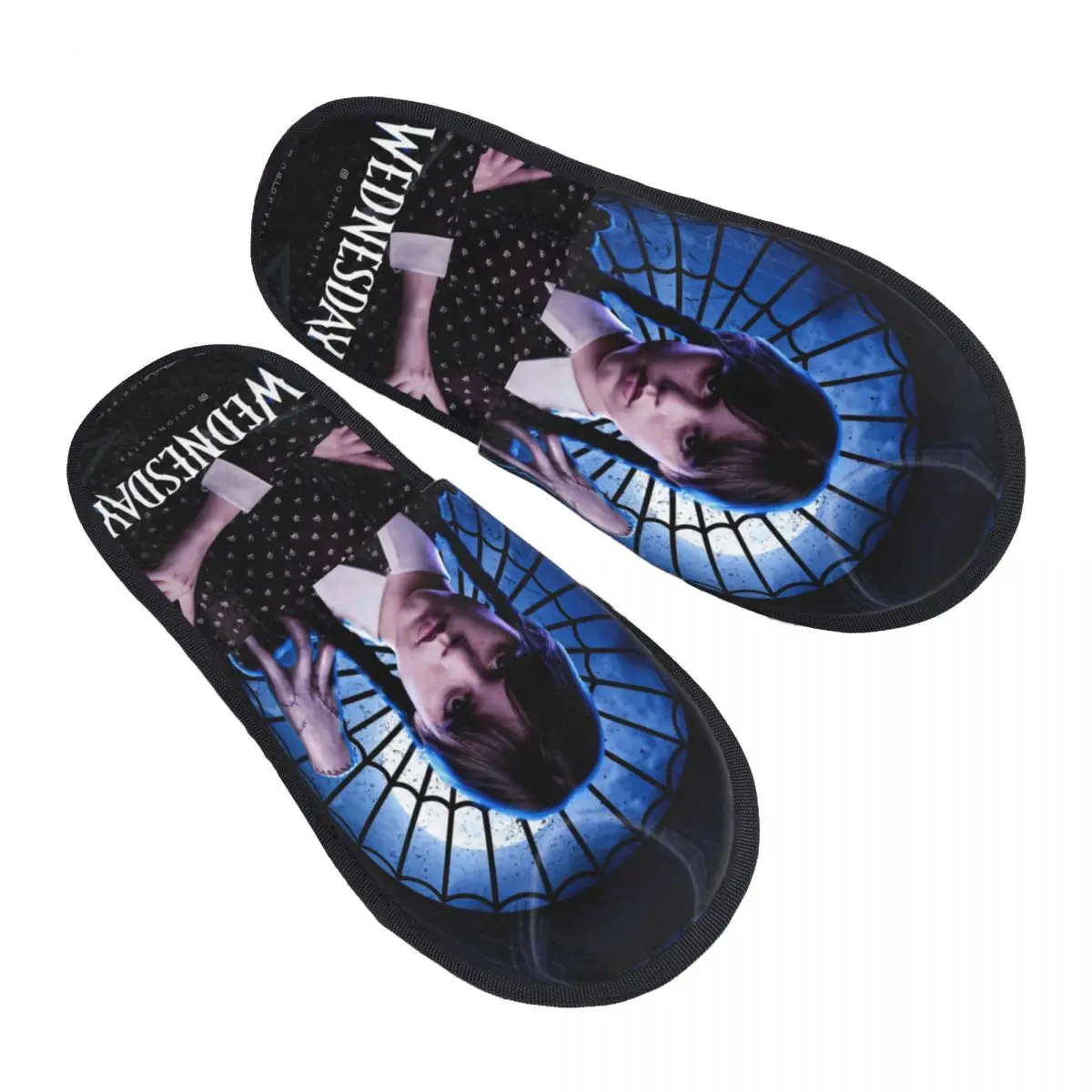 

Custom Wednesday Addams Memory Foam Slippers Women Cozy Warm TV Series House Slippers