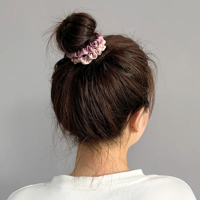 10-Pack Colorful Satin Elastic Hair Scrunchies - Women's Skinny Hair Bands