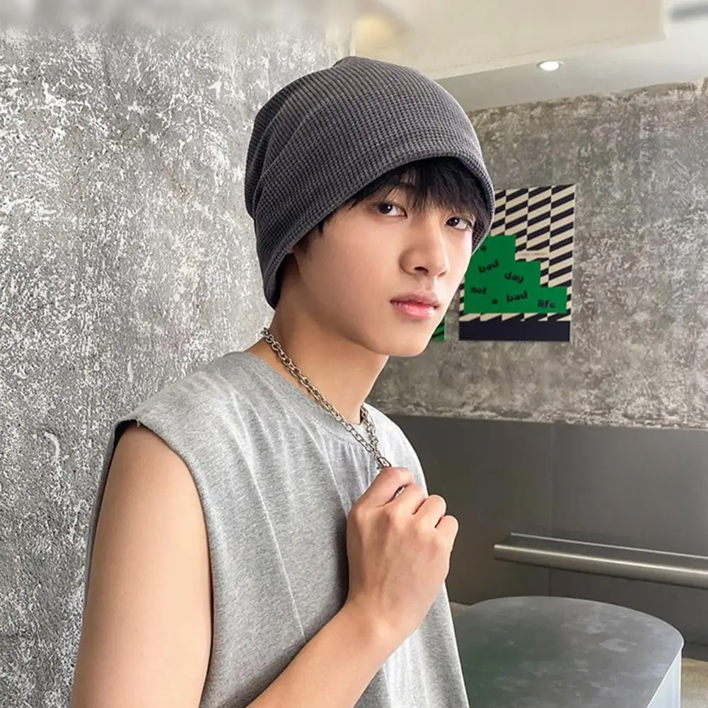 

Head Size Hat Unisex Solid Color Brimless Pile Hat High Elastic Knitted Beanie Fashion Winter Accessory for Men Women Solid