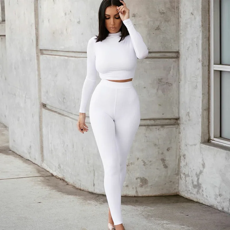 

2 Piece Sets SportSuit ​Celebrity Women LongSleeve Crop Tops High Waist Leggings Pants Workout Clothes Tracksuit WorkoutGymSport