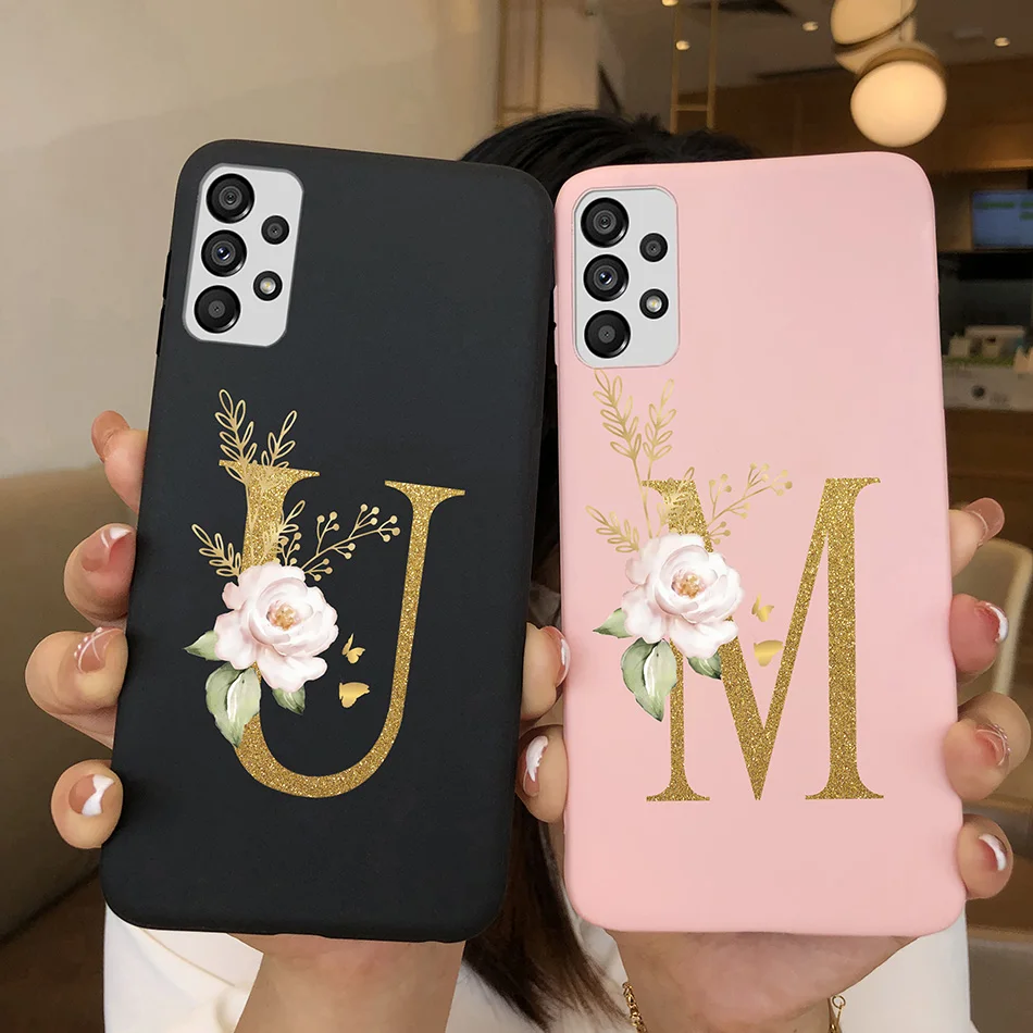 Per Samsung Galaxy A52 5G A52S Custodia Cute Flower Letters Paraurti Cover Posteriore In Silicone Morbido Per Samsung A52 Coque Galaxy A52 S Funda