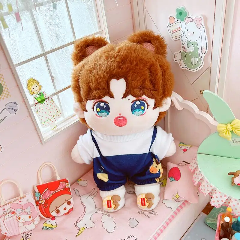 20cm Cute Idol Boy Doll Kawaii Stuffed Soft Cotton Plush Doll with Clothes for Girls Fans Collection Gifts Anime Game Periphery