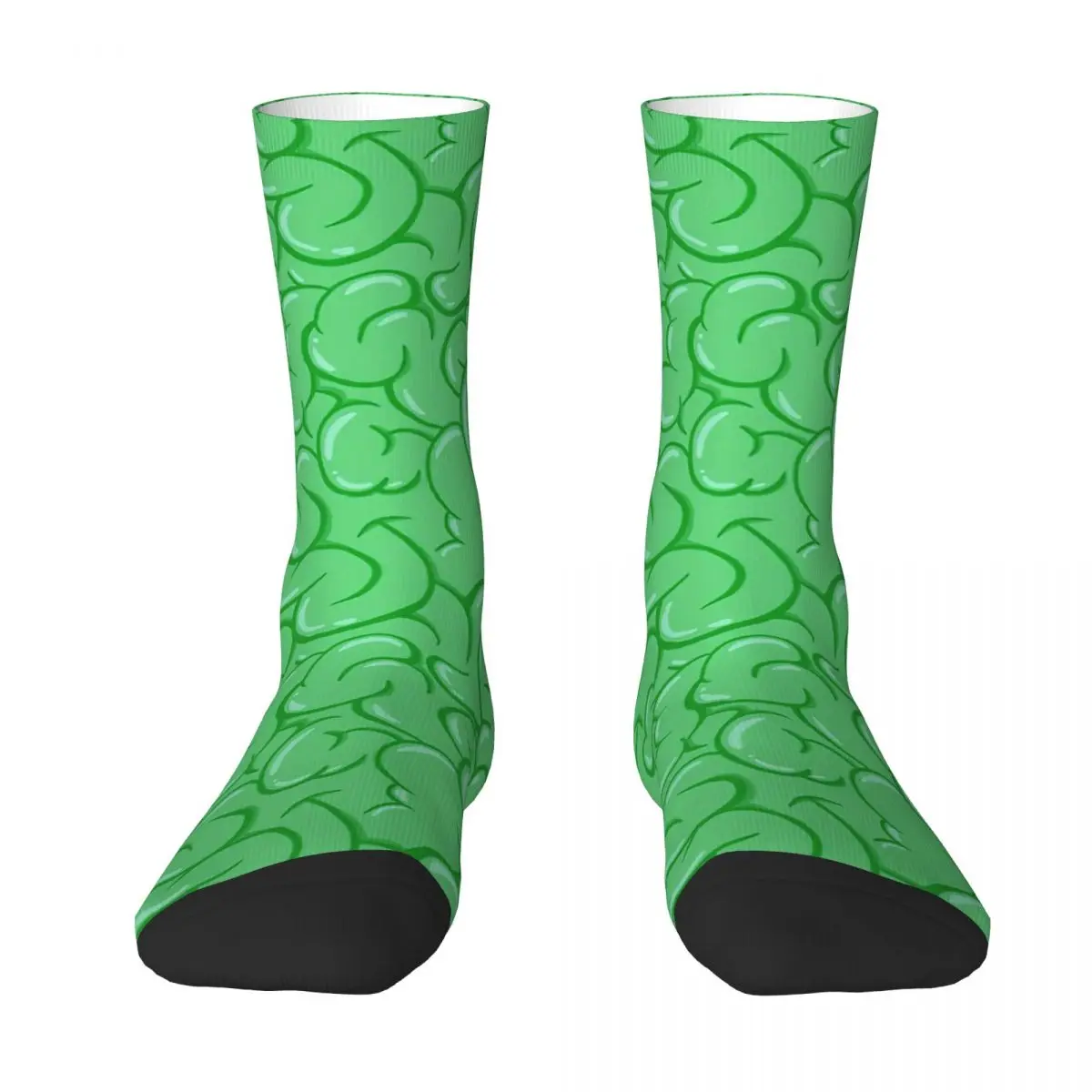 Носки для взрослых с узором зелёного мозга зомби, носки унисекс, мужские носки женские носки