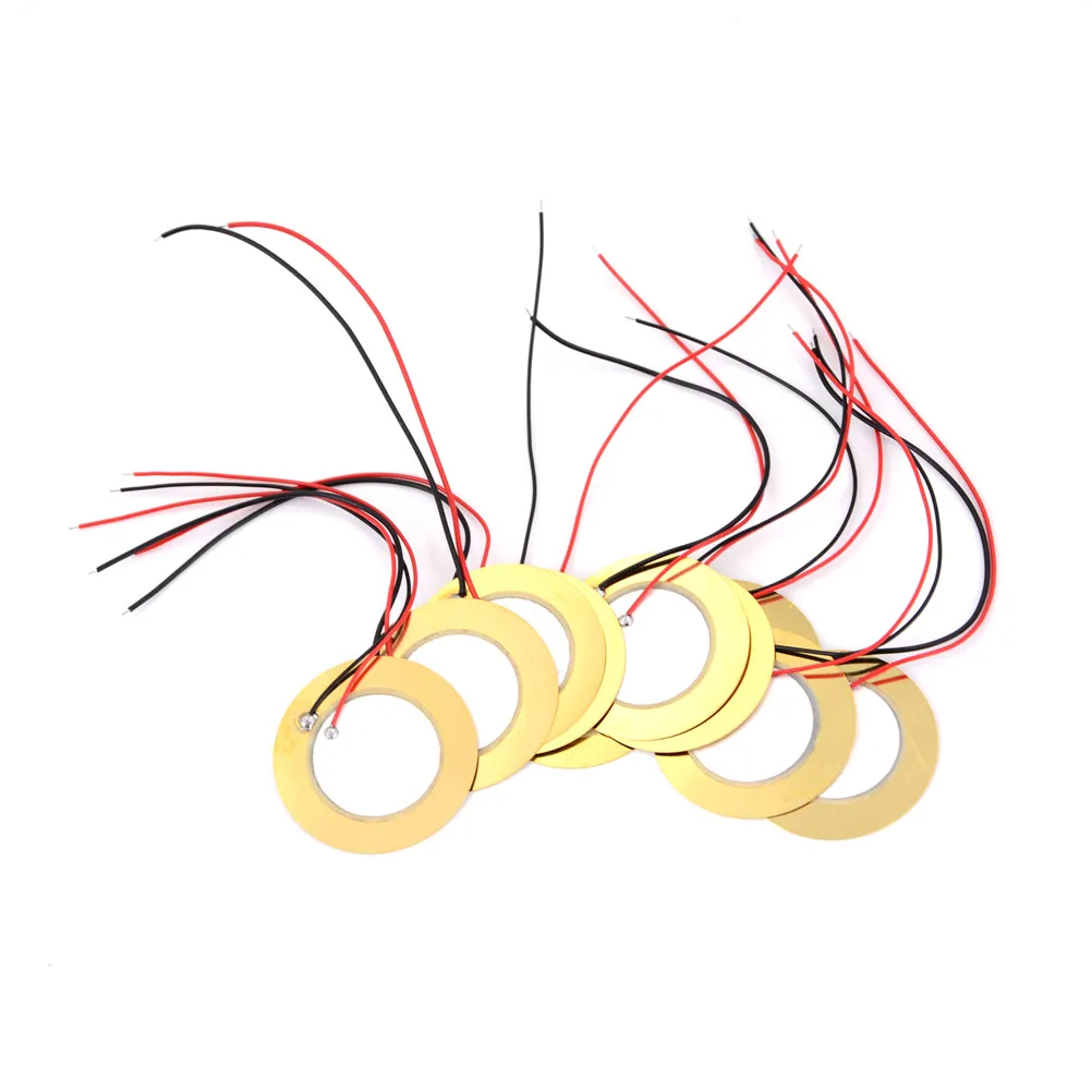 10pcs/lot 35mm Buzzer Copper Piezo Ceramic Element Sounder Sensor Trigger Drum Disc With Cable Length 11cm Piezoelectric piezo buzzer sensor
