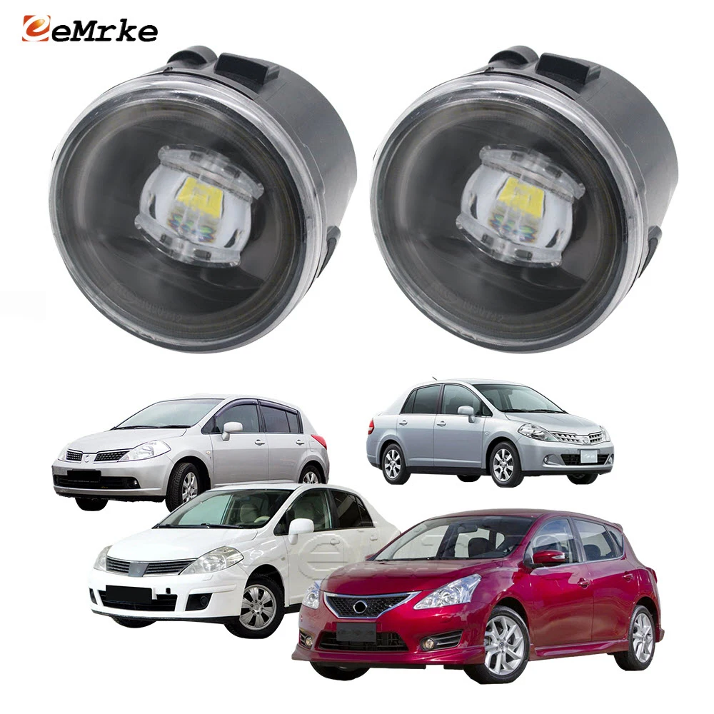

EEMRKE галогенные светодиодный Fog светильник для Nissan Versa Hatchback, Tiida C11, латинские SC11 2004-2012 Pulsar SSS 2013, дневные ходовые огни