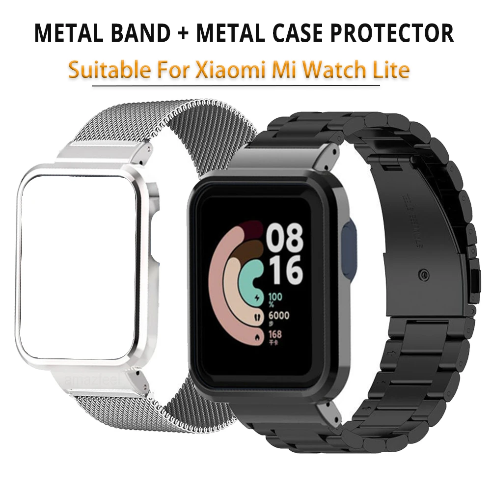 Metal Watch Case Bracelet For Xiaomi Mi Watch Lite Strap Stainless