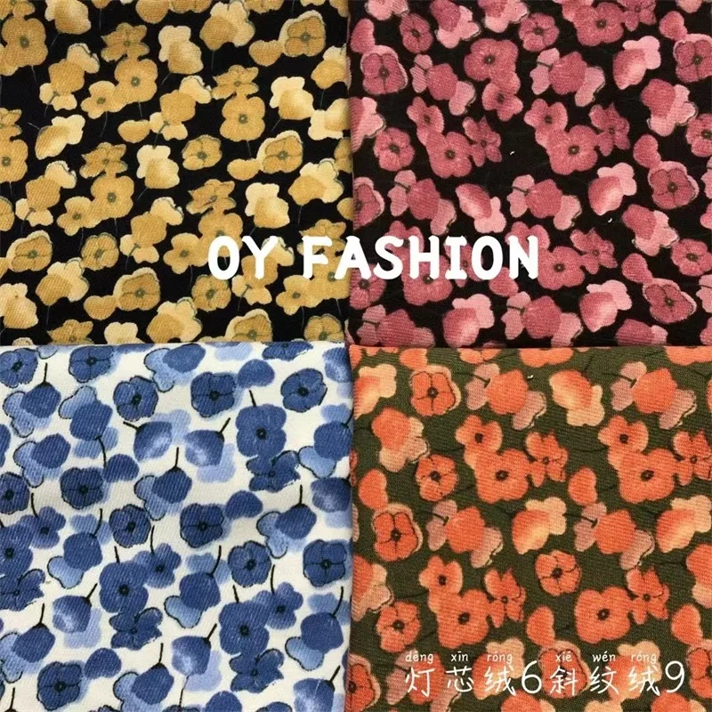 

91mx1.4m corduroy fabric corduroy flower print, pajamas and houseclothes DIY sewn fabric bycode