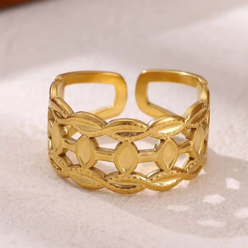 Hollow Out Ancient Coin Rings Stainless Steel Geometric