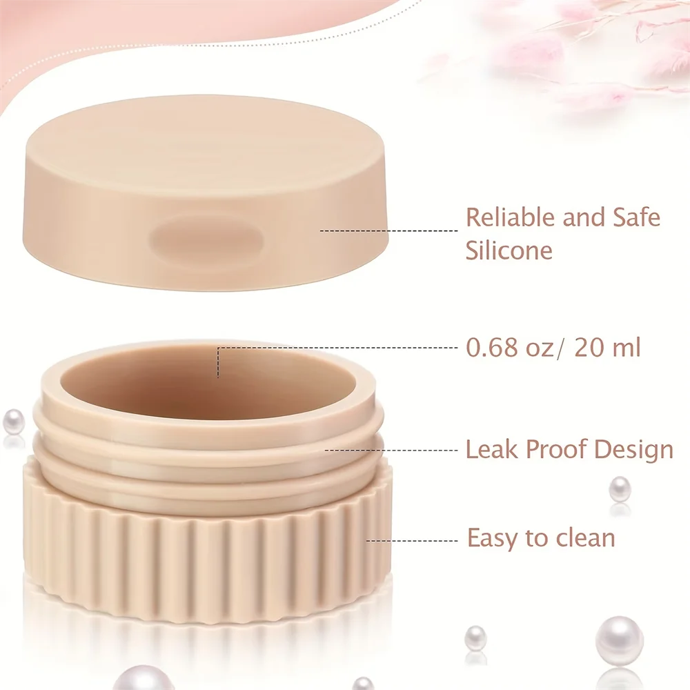 Set of 4 Mini Leakproof Silicone Travel Jars (20ml) - Refillable Cream & Lotion Containers