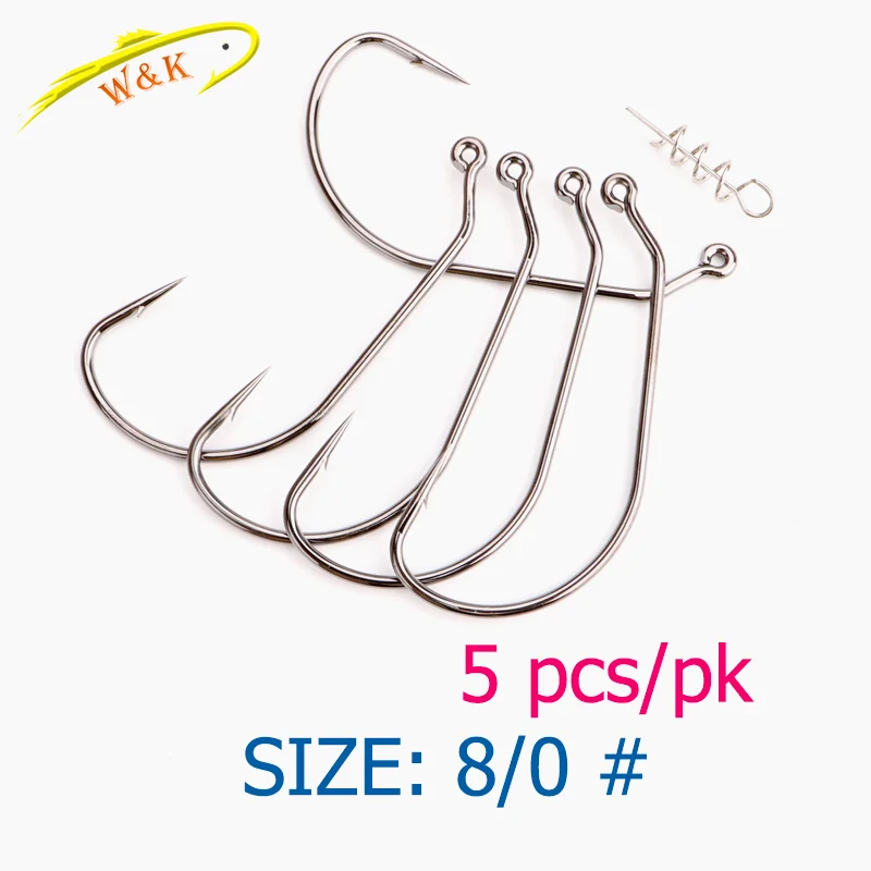 Pike Fishing Hooks 91768NP Wide Gap Worm Hook 12/0 10/0 8/0 7/0 # Size  Black Nickel JIG Hooks for Paddle Tail Shad Swimbaits Rig