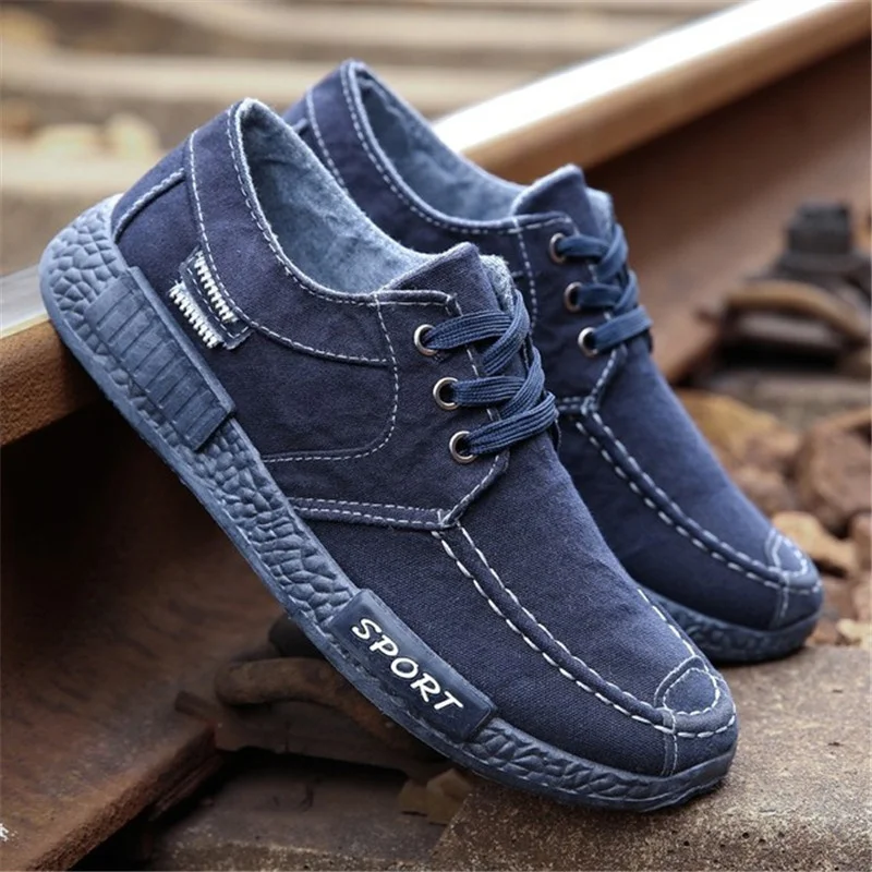 

Classic autumn new style men's casual shoes denim board shoes lace-up men's shoes