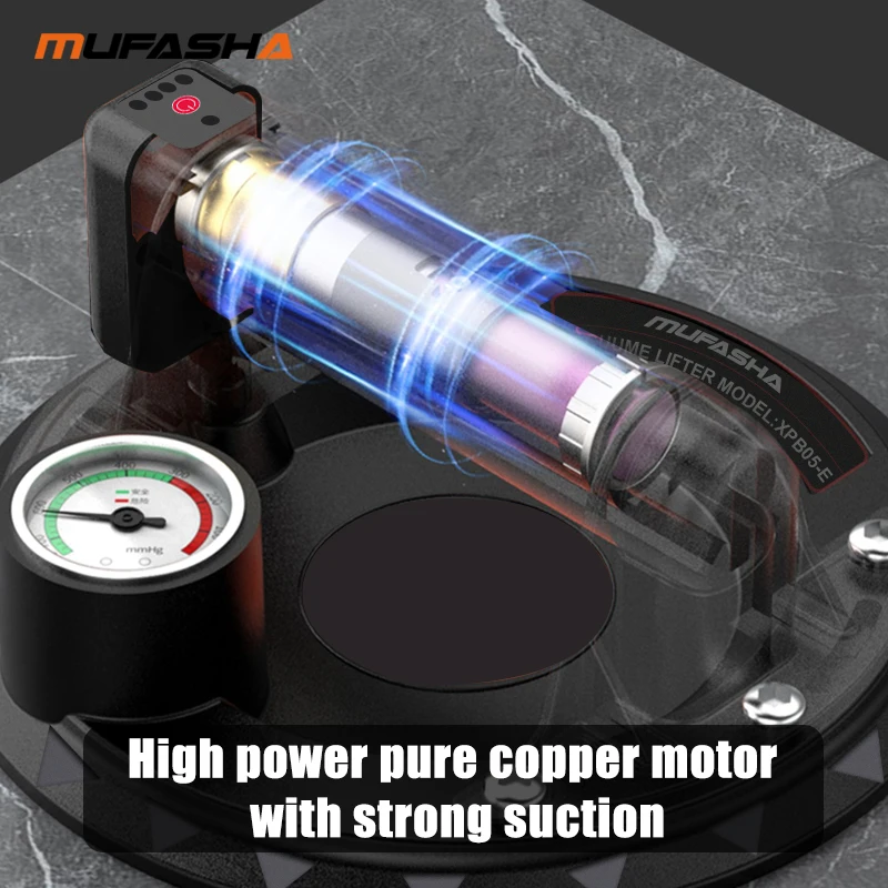 MUFASHA-Electric Vacuum Suction Cup Rough Surfaces Glass Tile Rock Board Visible Pressure Gauge 8" Auto-Air Replenishment vacuum suction cup vacuum sucker