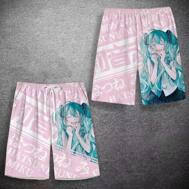 I Love MIKU  Shorts Male Student Hatsune Miku Peripheral Five-point Pants Thin Quick-drying Two-dimensional Beach Pants 5