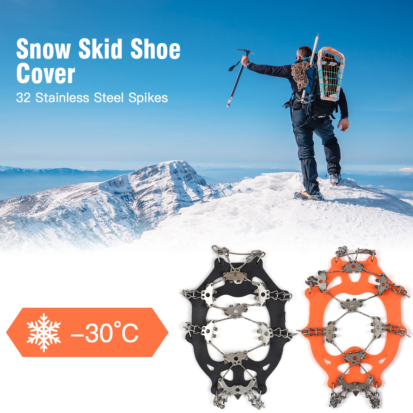 

32-Tooth Ice Claw Stainless Steel Anti-Slip Shoe Cover Snow Anti-Slip Device Anti-Slip Chain